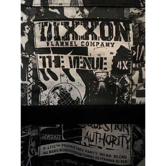 Dixxon Big Men's The Venue Flannel Button Up Party Shirt Black & White Size 4X - Picture 5 of 7